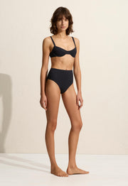 High Waist Brief - Navy Crinkle - Matteau